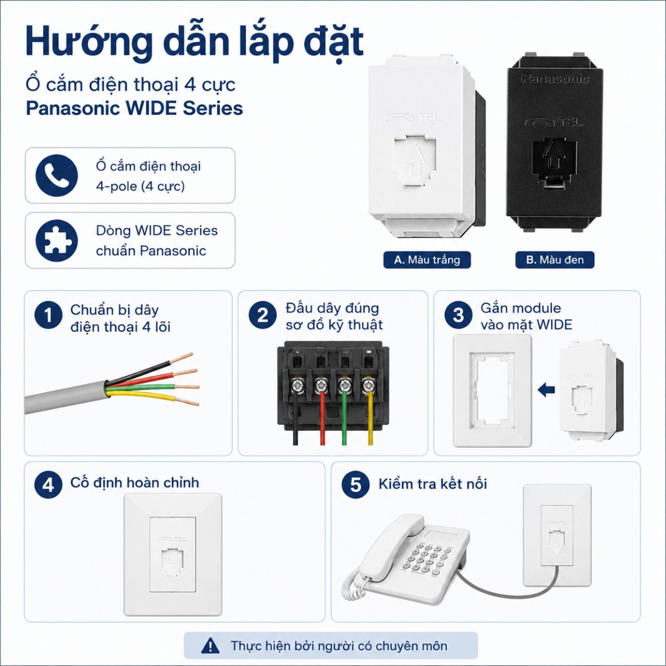 Ổ cắm điện thoại 4 cực Panasonic WIDE Series